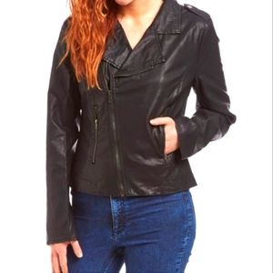 Kenneth Cole Black Faux leather moto jacket